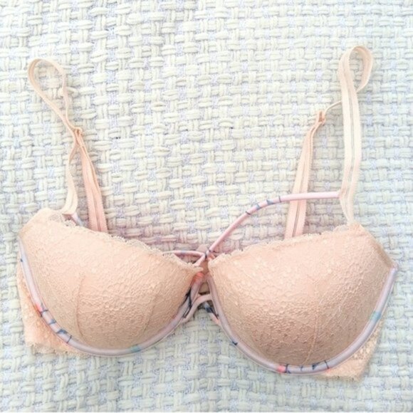 Victoria's Secret PINK | Pastel Date Lace Strappy Push Up Bra | Size 32 - Picture 1 of 12